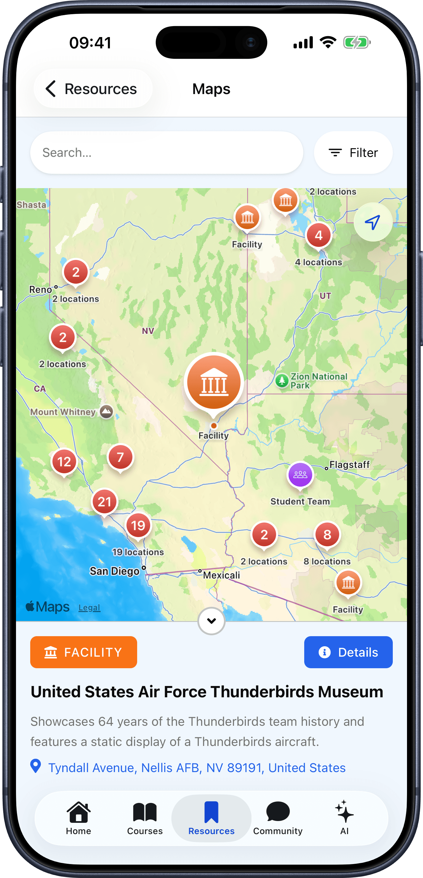 Map exploration screen
