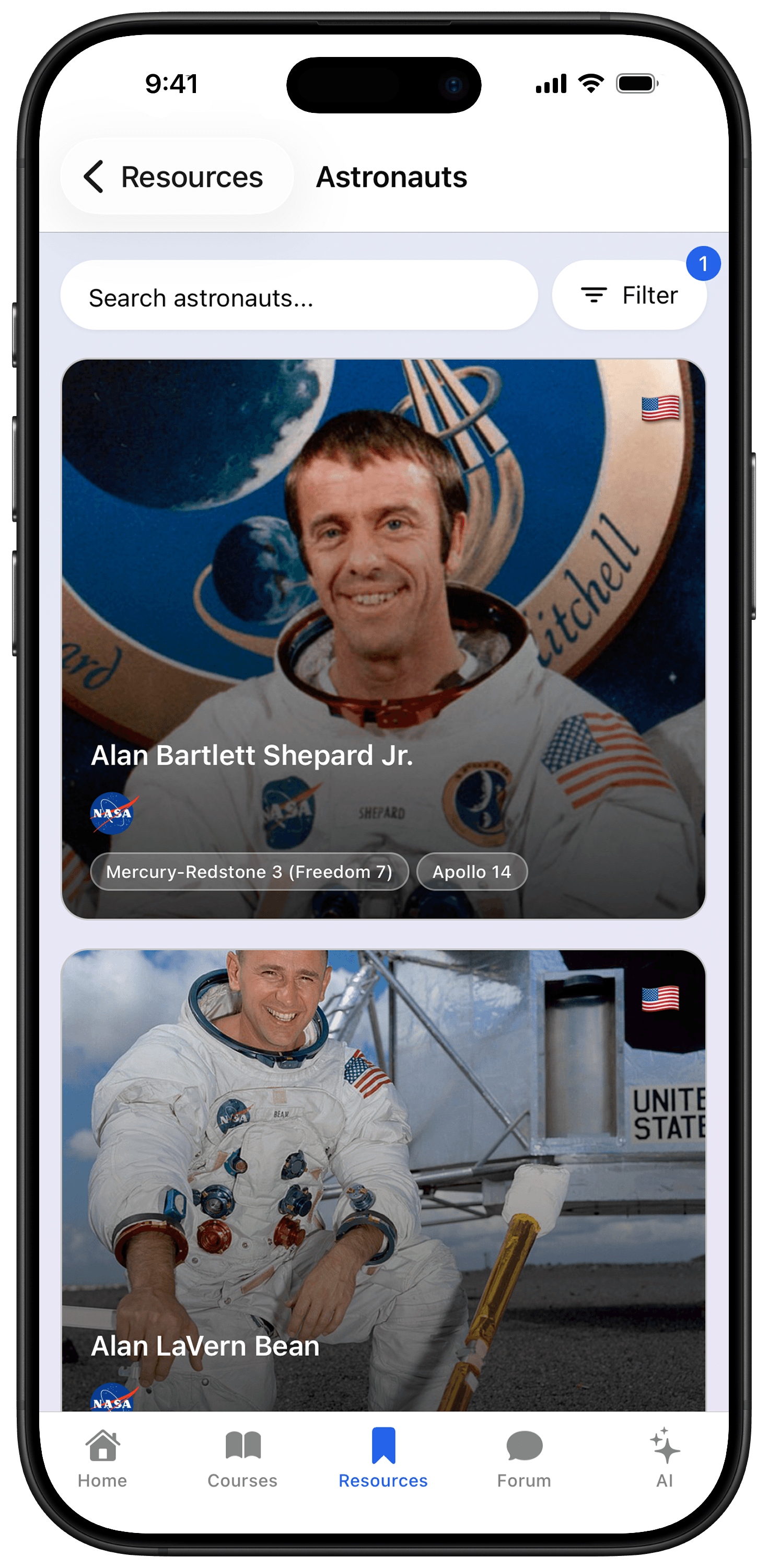 Astronauts content screen