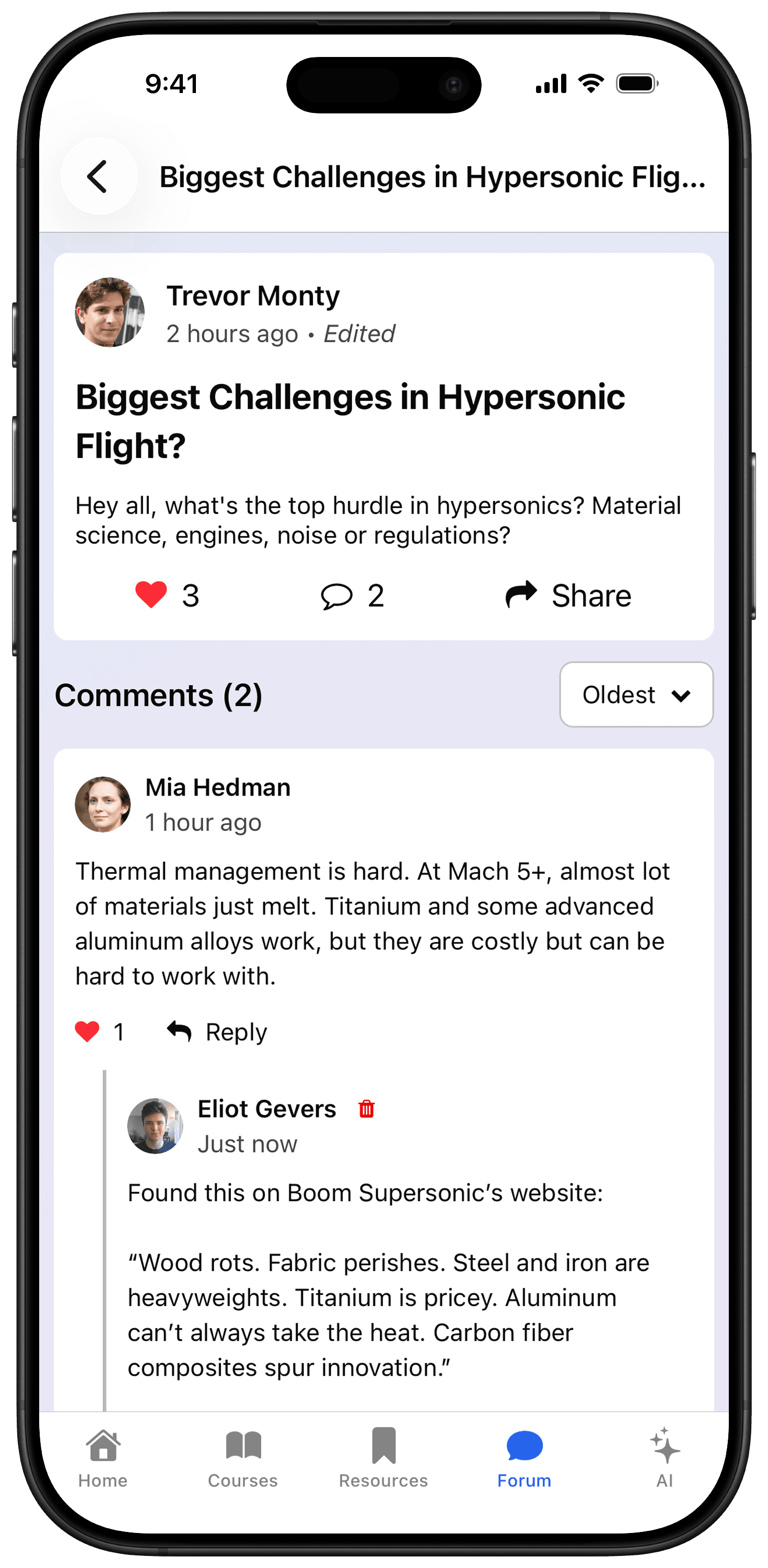 Community forum thread
